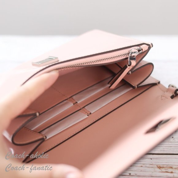 NWT Tory Burch Emerson Chain Wallet Patent Leather Crossbody in Clay Pink - Picture 8 of 9